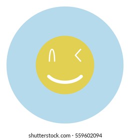 Smiley icon - Flat design, glyph style icon - Blue circle yellow smiley