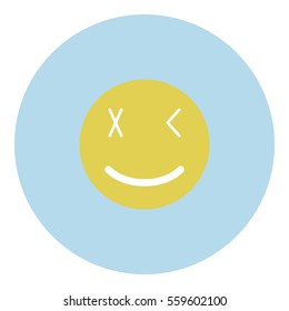 Smiley icon - Flat design, glyph style icon - Blue circle yellow smiley