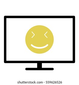 Smiley icon - Flat design, glyph style icon - Yellow enclosed in a black screen