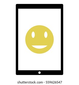 Smiley icon - Flat design, glyph style icon - Yellow enclosed in a black tablet