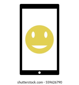 Smiley icon - Flat design, glyph style icon - Yellow enclosed in a black phone