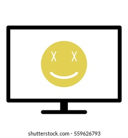 Smiley icon - Flat design, glyph style icon - Yellow enclosed in a black screen