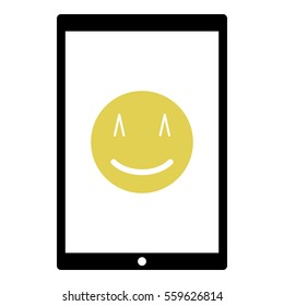 Smiley icon - Flat design, glyph style icon - Yellow enclosed in a black tablet