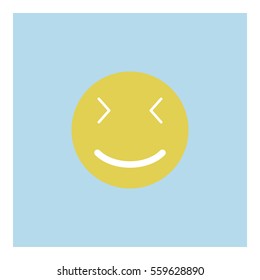 Smiley icon - Flat design, glyph style icon - Blue square yellow smiley