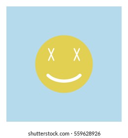 Smiley icon - Flat design, glyph style icon - Blue square yellow smiley
