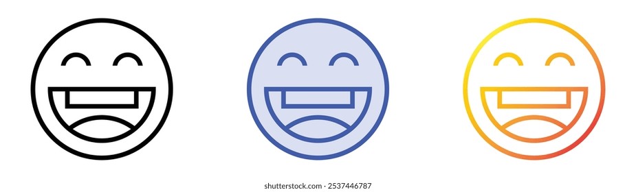 smiley icon. Linear, Blue Fill and Gradient Style Design Isolated On White Background