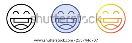 smiley icon. Linear, Blue Fill and Gradient Style Design Isolated On White Background