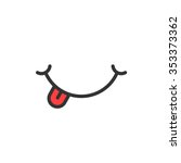 smiley icon with red tongue. concept of grin, smile world day, language, great food, enjoy food, foodie, flavor, social network emoji, tease. flat style trend smile logo design vector illustration