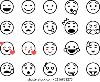 Smiley icon set with various facial expression