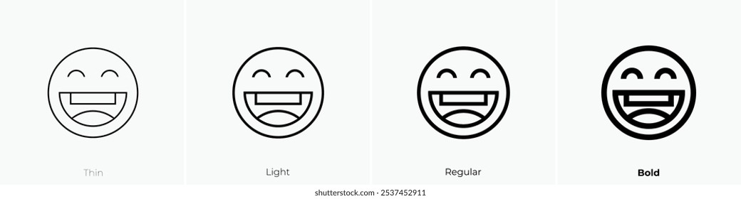 smiley icon. Thin, Light Regular And Bold style design isolated on white background