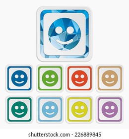 Smiley icons. Face symbols. Set colorful buttons. Vector illustration. It can be used for the web sites and mobiles.