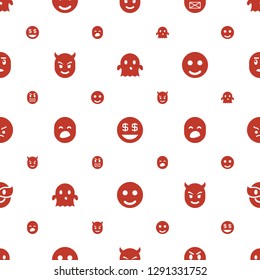smiley icons pattern seamless white background. Included editable filled ghost, dollar smiley, angry emot, devil emot, yawn emot, smile icons. smiley icons for web and mobile.