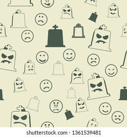 Smiley icons seamless background. Halloween party collection