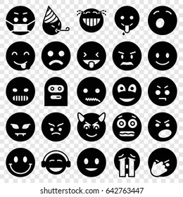 Smiley icons set. set of 25 smiley filled icons such as smiling emot, angry emot, emoji