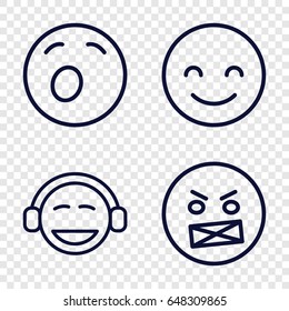 Smiley icons set. set of 4 smiley outline icons such as smiling emot, yawn emot, angry emot