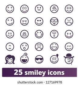 Smiley icons: vector set of varied people face' expressions