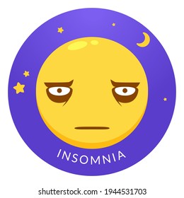 The smiley with the insomnia. Isolated Vector Illustration