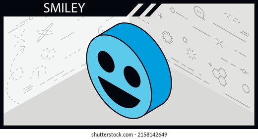 Smiley isometric design icon. Vector web illustration. 3d colorful concept