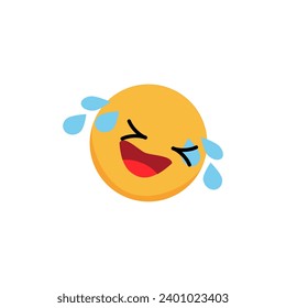 Smiley laughs to tears. Cartoon emoji. Vector illustration