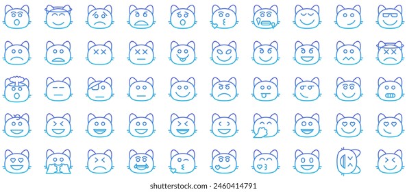 Smiley Line Gradient Icon pictogram symbol visual illustration Set