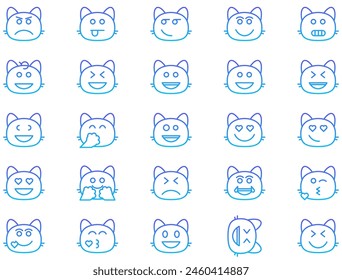 Smiley Line Gradient Icon pictogram symbol visual illustration Set
