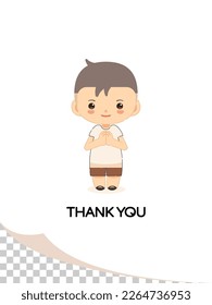 Smiley little boy vector illustration, cute boy thank you, smiled boy to pay respect, a little boy greetings eps transparent isolated.