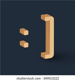 Smiley made by wood, vector