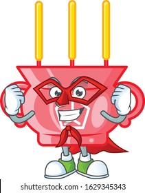 Smiley mascot of chinese red incense dressed as a Super hero