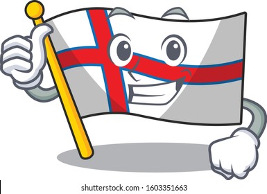 Smiley mascot of flag faroe island Scroll making Thumbs up gesture