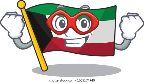 Smiley mascot of flag kuwait dressed as a Super hero