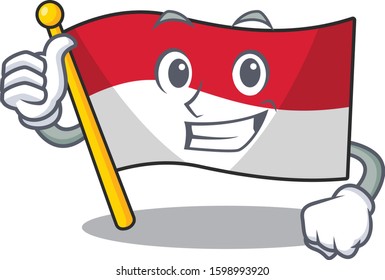Smiley mascot of flag monaco Scroll making Thumbs up gesture