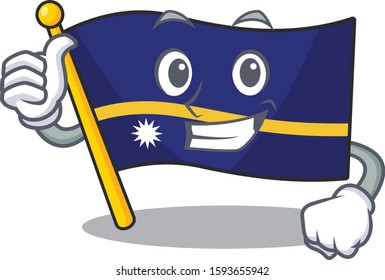 Smiley mascot of flag nauru Scroll making Thumbs up gesture
