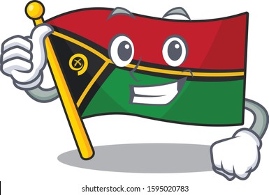 Smiley mascot of flag vanuatu Scroll making Thumbs up gesture