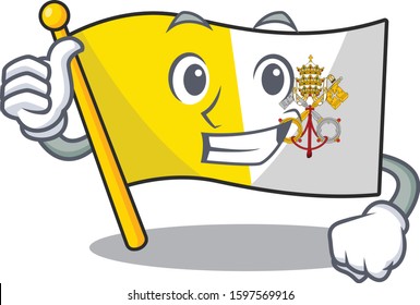 Smiley mascot of flag vatican city Scroll making Thumbs up gesture