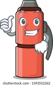 Smiley mascot of thermos bottle Scroll making Thumbs up gesture