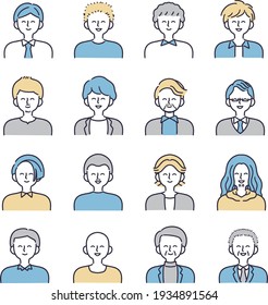 Smiley men set simple illustration