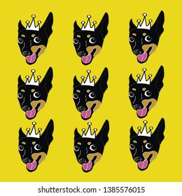 Smiley Miniature Pinscher Dogs with Yellow Background Illustration (Vector)