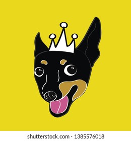 Smiley Miniature Pinscher Dogs with Yellow Background Illustration (Vector)