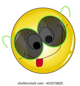 Smiley mod with round sunglasses