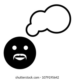 Smiley with a mustache and interactive cloud icon on a white background. Vector illustration