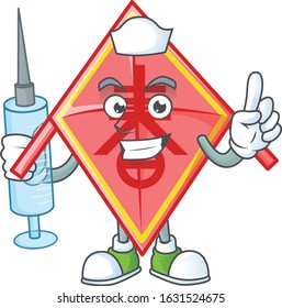 Smiley Nurse chinese red kite cartoon character with a syringe