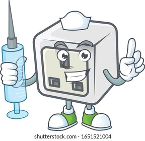 Smiley Nurse USB power socket cartoon character with a syringe