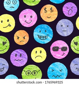 Smiley pattern. Colorful vector smile faces background.
