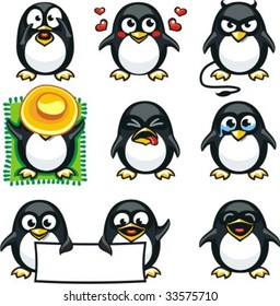 Smiley penguins individually grouped for easy copy-n-paste.