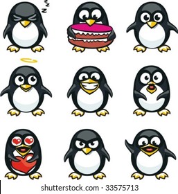 Smiley penguins individually grouped for easy copy-n-paste.