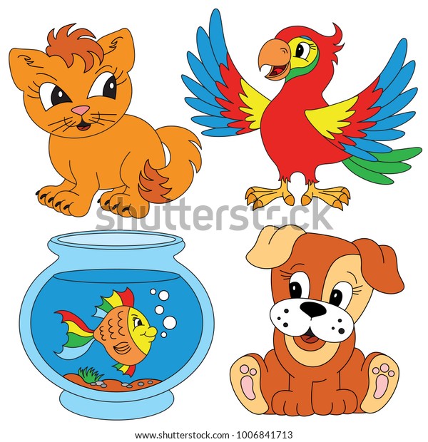 Smiley Pet Animals Elements Set Collection Stock Vector (Royalty Free ...