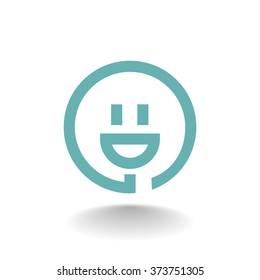 smiley and plug. vector icon