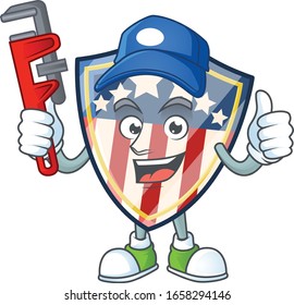 Smiley Plumber vintage shield badges USA on mascot picture style