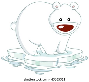 Smiley Polar bear standing on an ice floe