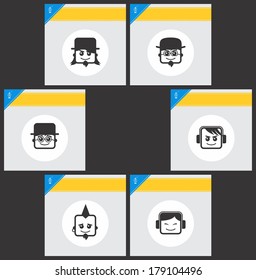 smiley portrait character man set